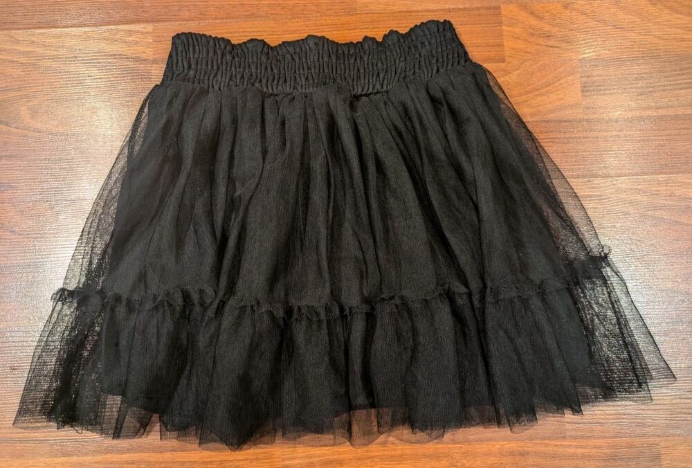 Xhilaration Womens M Black Tulle Tiered Mini Skirt Mesh Ruffle Goth Balletcore
